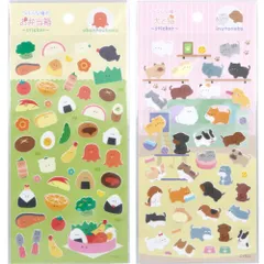 [ 2種 セット ] つぶらな瞳のお弁当箱 つぶらな瞳の犬と猫 シートシール