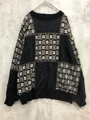 Samansa Mos2 サマンサモスモス 柄パネルジャガード ニット セーター sizeF/黒 ◆■ レディース