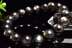 【１点物】AA南アフリカ産☆金属シラー ブラックスターアクアマリン　10.5mm　ブレスレット パワーストーン 天然石 _MC2764