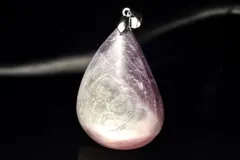 【１点物】シルバー925◇雲母の煌めき レピドライト(リチア雲母)　33x23mm　ドロップ ペンダントトップ パワーストーン 天然石 _PC8281