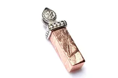 シルバー925 アルタイ隕石(メテオライト)　14x5mm　ピンクゴールドコーティング ペンダントトップ 1個売り パワーストーン 天然石 _PRG2402-3