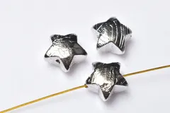 アルタイ隕石(メテオライト)　8x8.5mm　スター(貫通穴) シルバーコーティング ビーズ 1個売り パワーストーン 天然石 _PRG2405-1