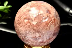 【１点物】ベトナム産◇ジオード チェリーブロッサムアゲート　50mm　丸玉(台座付き) スフィア パワーストーン 天然石 _CG6965【宅急便】