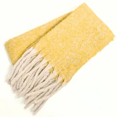 ふんわり可愛い♪ 大判フリンジマフラー・ストール イエロー系 ma008