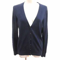 ユニクロ UNIQLO カーディガン ニット Vネック 長袖 L 紺 ネイビー /YK ●RY