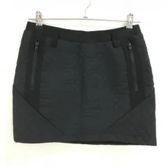 【超美品】アディダス スカート 黒 キルティング風 裾ロゴ ウエストゴム レディース L ゴルフウェア adidas