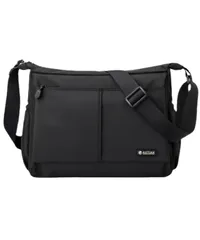 [Lunenon Soleil] ショルダーバッグ メンズ 横型 メンズバッグ 多収納 ナイロン 撥水 大容量 通勤カバン 多機能 軽量 10ポケット ipad収納 通勤 通学 旅行 斜め掛け 肩掛け カジュアル 黒 青 緑 灰 (ブラック) [ブラック]