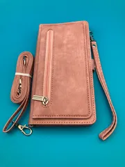 iPhone15 Plus 手帳型ケース ショルダー付き 選べる2色 ピンク パープル カード収納 ストラップ