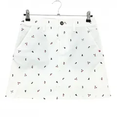 アディダス スカート 白×ネイビー 英字総柄 数字総柄 レディース M/M ゴルフウェア adidas