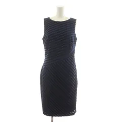 ローレンラルフローレン LAUREN RALPH LAUREN ワンピース ひざ丈 ノースリーブ 2 紺 ネイビー タイト ストライプ柄 /RR