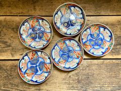 能登蔵出し 古伊万里 赤絵 金彩 オランダ唐草 クルス文 輪花皿 / 染錦