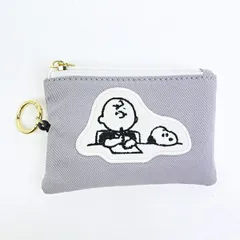 スヌーピー ＆チャーリーブラウン パスポーチ グレー アップリケ 定期入れ SNOOPY