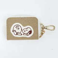 スヌーピー スマートキーケース ベージュ アップリケ SNOOPY