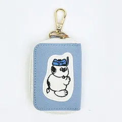 スヌーピー スマートキーケース ブルー アップリケ SNOOPY