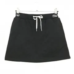 【超美品】ニューバランスゴルフ スカート 黒 ロゴ総柄 裏起毛 ウエストゴム＆調節紐 レディース 1(M) ゴルフウェア New Balance