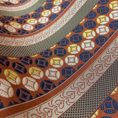 名古屋帯 縞に七宝 上品な織り出し 九寸 正絹 着物 MA-2740