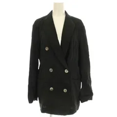 23区 オンワード樫山 23SS リネン混 ダブル テーラードジャケット 薄手 38 黒 ブラック JKWOSM1404 /☆G