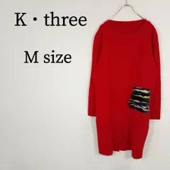 K・three ケイ・スリー レディース トップス ニット セーター チュニック 長袖 ファー ファーポケット エコファー ふわふわ アシンメトリー M