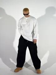 起毛) 5XL 長袖Tシャツ、冬 新作 無地 レイヤード オーバーサイズ 基本 スリット