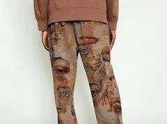 総柄 目 アレンジ カジュアルパンツ 絵画 ストリート 古着ライク 個性派　350010XL