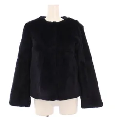 未使用✨VOLATA 　ノーカラーコート　ラビットファー　黒　リアルファー 美品【ラビットファー 毛皮コート/リアルファー】Free size スタンド