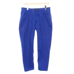 ブリオーニ BRIONI テーパードパンツ スラックス ジップフライ ワンカラー ロゴパッチ 34 青 ブルー /BB