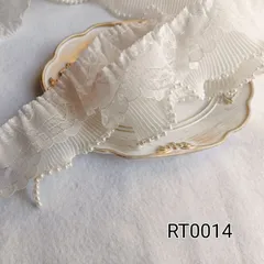 レーストリム★フリルレース★ダブルレース★二重レース★イミテーションパール★60mm幅★1m〈RT0014〉　ドール服　ラッピング　デコ　スクラップブッキング　コラージュ