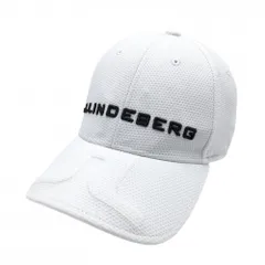 【美品】ジェイリンドバーグ キャップ 白×黒 立体ロゴ メッシュ調 ONE SIZE   ゴルフウェア J．LINDEBERG