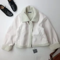 新品 nui nullu ヌイヌル 2WAYショートB-3ムートンジャケット アウター 羽織 Free アイボリー×グレイッシュアイボリー 薄ピンク系(いK＋1926)25F