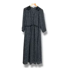IENA イエナ ドットフリルワンピース ドット柄 透け感 薄手 長袖 定価27500円 2025SS ドレス ロングワンピース レディース サイズ38 ブラック 春 久喜倉庫店 23 No.K 1127