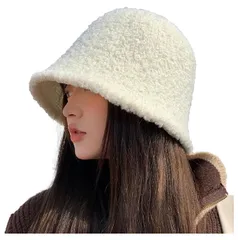 [レリカ] ふんわり ふわふわ バケットハット ボア あったか 帽子 大きめ 大きい サイズ ハット 防寒 秋冬 レディース (JP, アルファベット, Free Size, ホワイト) [ホワイト] [Free Size]