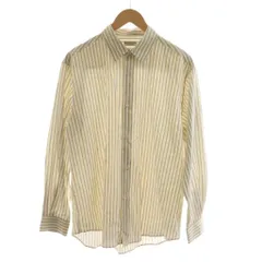 B&Y ユナイテッドアローズ BEAUTY&YOUTH ビューティー&ユース カジュアルシャツ 長袖 L 白 ホワイト 黄 イエロー 黒 ブラック ストライプ柄 /RR