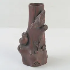 花瓶 置物 中国美術 竹形朱泥 紫砂 アンティーク 花瓶 置物 中国美術