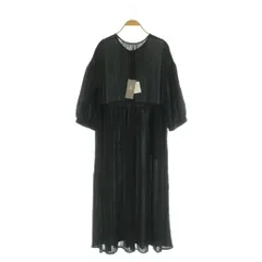 ナノユニバース nano universe ウエスト切り替えボリュームワンピース ロング 七分袖 レース F ブラック /MY ■OS