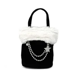 アニエスベー ファー付き★ミニ・トートバッグBW 新品 未使用