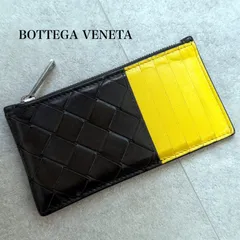 BOTTEGA VENETA ボッテガヴェネタ フラグメントケース コインケース カードケース マキシイントレチャート バイカラー ブラック イエロー メンズ レディース カーフレザー