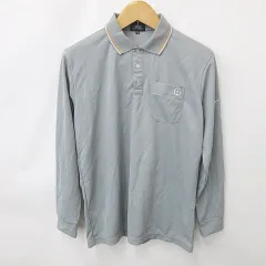 ミズノ MIZUNO ゴルフ THE OPEN ポロシャツ 長袖 速乾 ボタンダウン ロゴ 刺繍 グレー オレンジ ホワイト XL 