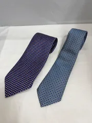 ネクタイ ブルガリ セッテピエゲ フェラガモ 2本セット シルク ブルー系