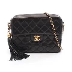 シャネル CHANEL ショルダーバッグ マトラッセ ブラック ラムスキン（羊革） マトラッセ フリンジ チェーンショルダー レディース Used A