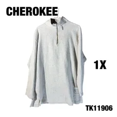 CHEROKEE ライトグレー スウェット 1X ハーフジップ シンプル 無地 秋冬 プルオーバー 古着 TK11906