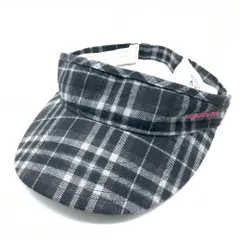 アディダス サンバイザー 黒×白 チェック 微起毛 ロゴピンク フリー（56-58cm）   ゴルフウェア adidas