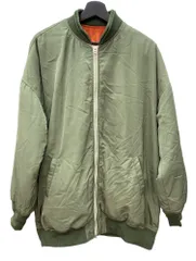 アンティカ antiqua ダウンのような暖かさ MA-1 ブルゾン アウター ジップアップ サイドジップ オーバーシルエット KHAKI 緑 YZ-00062 ジャケット 無地 カーキ Fサイズ 104LT-308
