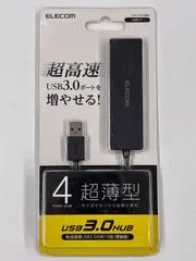 【新品未開封】ELECOM USB3.0 ハブ 4ポート 超薄型 U3H-FC02BBK ブラック