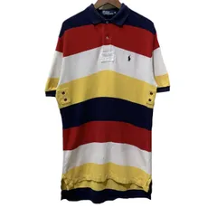POLO by RALPH LAUREN　ポロシャツ　半袖　シャツ　トップス　ハーフボタン　ボーダー　ワンポイント　ブランドロゴ　スモールポニー　刺しゅう　古着