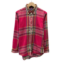 RALPH LAUREN　チェックシャツ　長袖　シャツ　トップス　ボタンダウン　ワンポイント　ブランドロゴ　スモールポニー　刺しゅう　古着