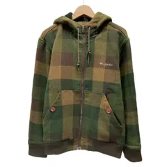 Columbia　ウールジャケット　ブルゾン　アウター　フード　フルジップ　チェック　ワンポイント　ブランドロゴ　刺しゅう　アウトドア　古着