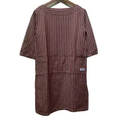 JOURNAL STANDARD　ワンピース　七分袖　ロング丈　オーバーネック　ストライプ　リネン　フロントポケット　CHAR PENTIER　フランス製　古着