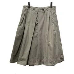 MHL.　スカート　ひざ丈　ウエストボタン　フレア　プリーツ　チノスカート　無地　日本製　古着