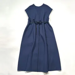 TOMORROWLAND collection トゥモローランドコレクション ウール Vネック ワンピース ロング Aライン ネイビー ベルトリボン ウエストマーク ゆったり 冬 春 入学式 卒業式 ジャケットやカーディガンとの相性◎ 通勤お出かけにもおすすめ