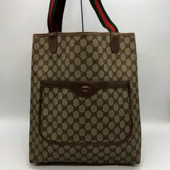 GUCCI グッチ GGスプリーム シェリーライン トートバッグ PVC ブラウン レディース メンズ オールドグッチ ヴィンテージ ブランド USED